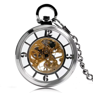 Reloj de bolsillo steampunk con esfera esqueletizada