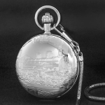 Reloj de bolsillo steampunk con locomotora