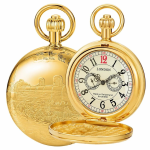 Reloj de bolsillo steampunk con locomotora — Dorado sin caja