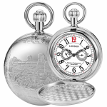 Reloj de bolsillo steampunk con locomotora — Plateado sin caja