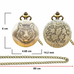 Reloj de bolsillo steampunk con tigre en relieve
