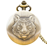 Reloj de bolsillo steampunk con tigre en relieve