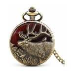 Reloj de bolsillo steampunk con wapití de latón