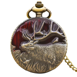 Reloj de bolsillo steampunk con wapití de latón