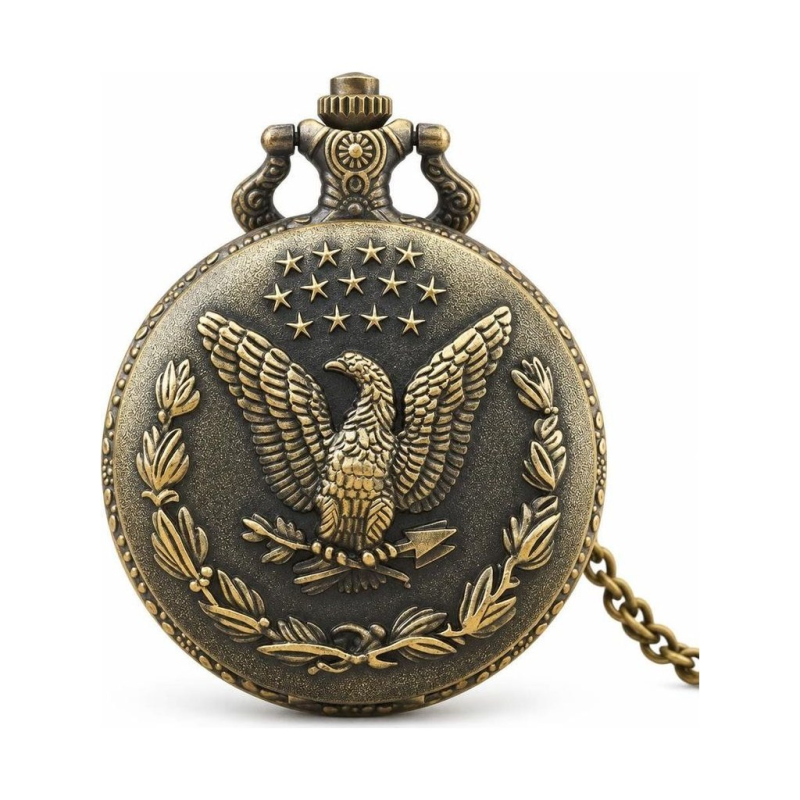 Reloj de bolsillo steampunk de bronce con águila