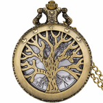 Reloj de bolsillo steampunk de bronce con árbol del mundo