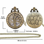 Reloj de bolsillo steampunk de bronce con árbol del mundo