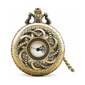 Reloj de bolsillo steampunk de bronce con esfera calada