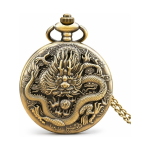 Reloj de bolsillo steampunk de cuarzo con dragón