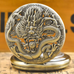 Reloj de bolsillo steampunk de cuarzo con dragón