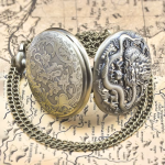 Reloj de bolsillo steampunk de cuarzo con dragón
