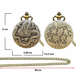 Reloj de bolsillo steampunk de cuarzo con dragón
