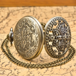 Reloj de bolsillo steampunk de cuarzo con mariposa
