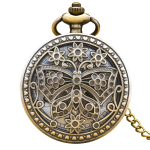 Reloj de bolsillo steampunk de cuarzo con mariposa