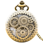 Reloj de bolsillo steampunk de latón con engranajes