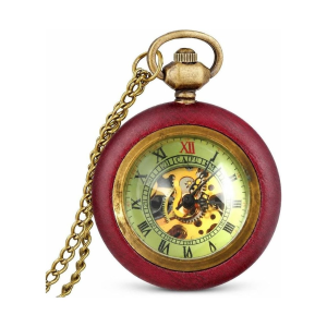 Reloj de bolsillo steampunk de madera, cuerda manual