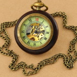 Reloj de bolsillo steampunk de madera, cuerda manual