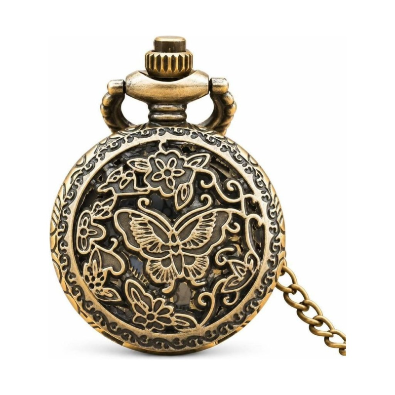 Reloj de bolsillo steampunk en tono bronce con cadena