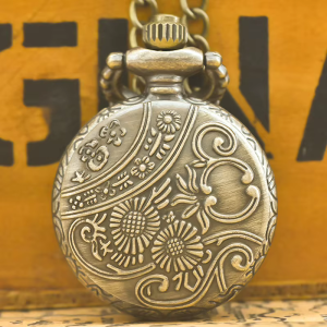 Reloj de bolsillo steampunk en tono bronce con cadena