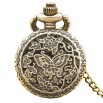 Reloj de bolsillo steampunk en tono bronce con cadena — Mariposa