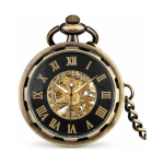 Reloj de bolsillo steampunk esqueleto con esfera calada