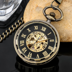 Reloj de bolsillo steampunk esqueleto con esfera calada