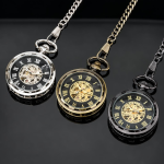 Reloj de bolsillo steampunk esqueleto con esfera calada