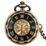 Reloj de bolsillo steampunk esqueleto con esfera calada — Bronce