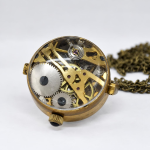 Reloj de bolsillo steampunk esqueleto de cuerda manual