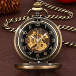 Reloj de bolsillo steampunk mecánico con acabado bronce