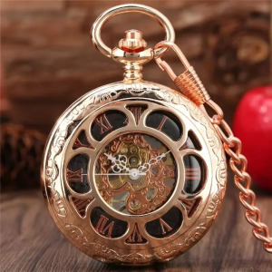 Reloj de bolsillo vintage mecánico con esfera calada