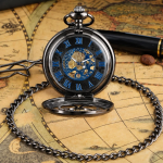 Reloj de bolsillo vintage mecánico con esfera calada