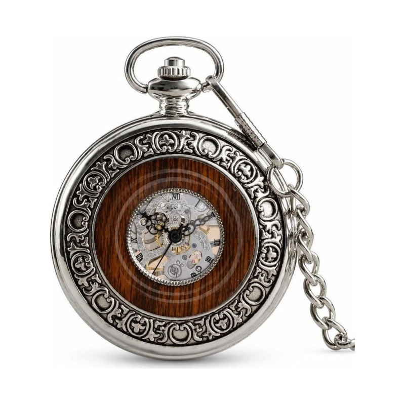 Reloj de bolsillo vintage mecánico con esfera esqueleto