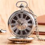 Reloj de bolsillo vintage mecánico con esfera esqueleto