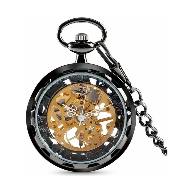 Reloj de bolsillo vintage mecánico esqueleto