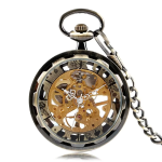 Reloj de bolsillo vintage mecánico esqueleto — Dorado plateado