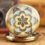 Reloj mecánico de bolsillo con esfera abierta y flores