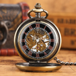 Reloj mecánico de bolsillo con esfera abierta y flores